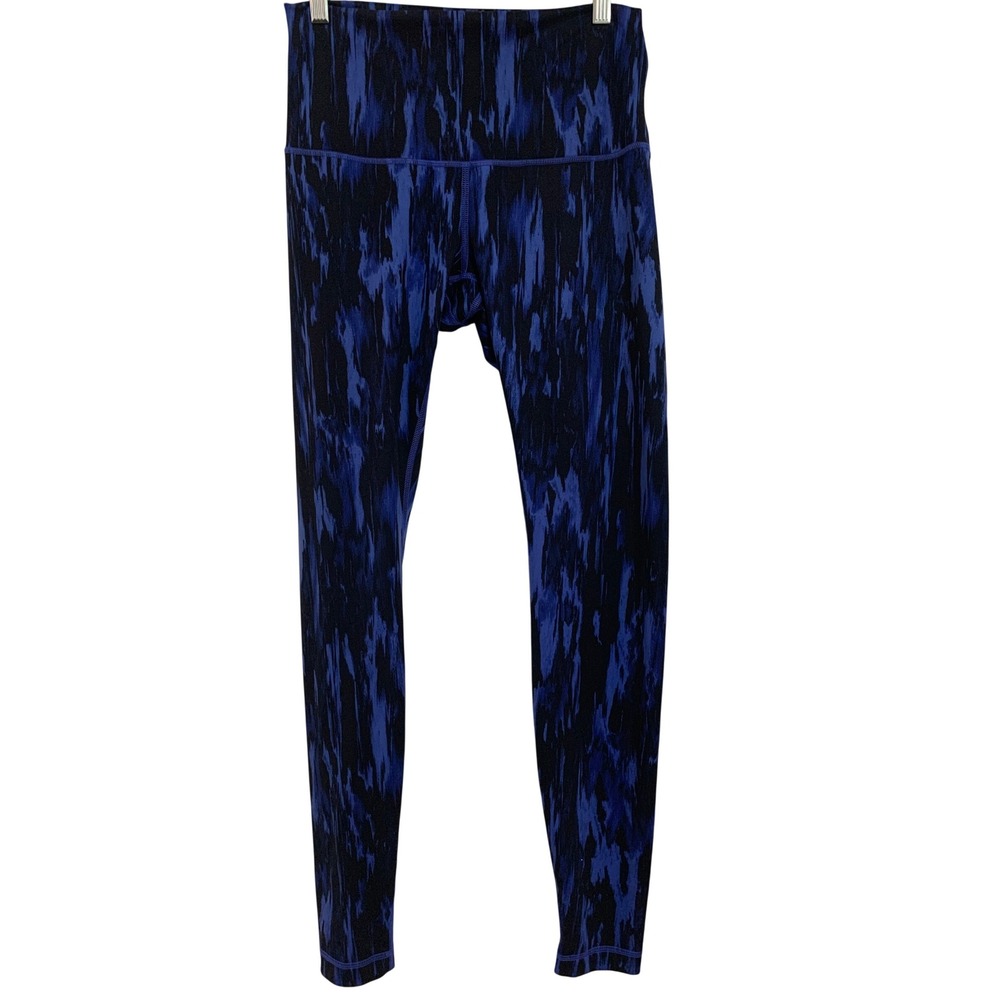 Lululemon Wunder Under High Rise Leggings Blue Black Abstract Print Size 10